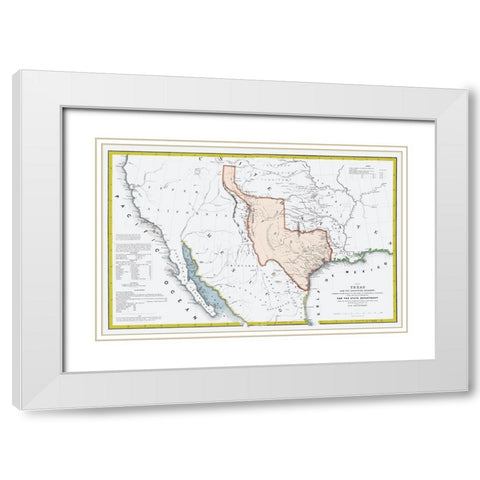Texas Republic and adjacent Countries 1844 White Modern Wood Framed Art Print with Double Matting by US War Dept