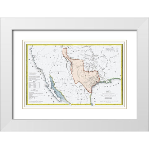 Texas Republic and adjacent Countries 1844 White Modern Wood Framed Art Print with Double Matting by US War Dept