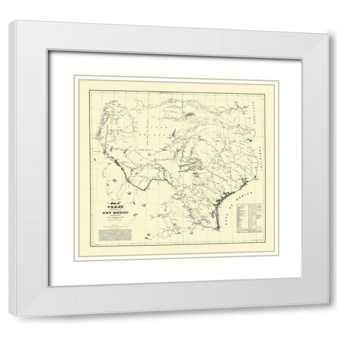 Texas, Eastern New Mexico - Dunnovant 1857 White Modern Wood Framed Art Print with Double Matting by Dunnovant
