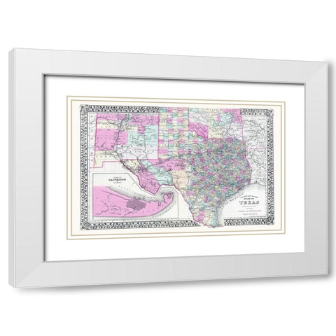 Texas, New Mexico and Indian Territory White Modern Wood Framed Art Print with Double Matting by Gamble