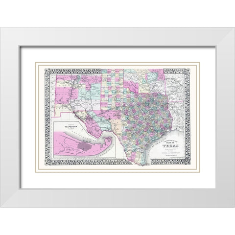 Texas, New Mexico and Indian Territory White Modern Wood Framed Art Print with Double Matting by Gamble