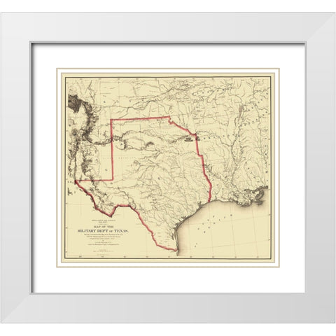 Texas Territory Map - Humphreys 1859 White Modern Wood Framed Art Print with Double Matting by Humphreys