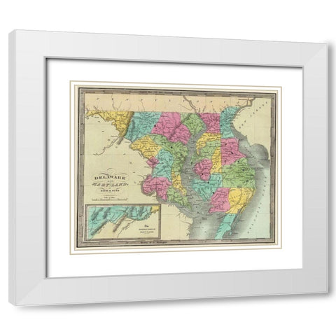Delaware, Maryland - Burr 1835 White Modern Wood Framed Art Print with Double Matting by Burr