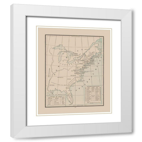 Colonial Indian Nations - Cram 1892 White Modern Wood Framed Art Print with Double Matting by Cram