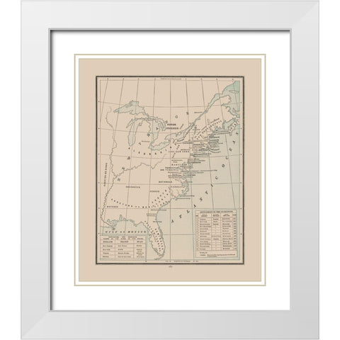 Colonial Indian Nations - Cram 1892 White Modern Wood Framed Art Print with Double Matting by Cram