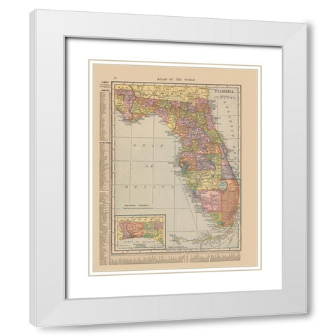 Florida - Hammond 1910 White Modern Wood Framed Art Print with Double Matting by Hammond