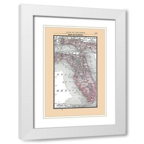 Florida - Alden 1886 White Modern Wood Framed Art Print with Double Matting by Alden