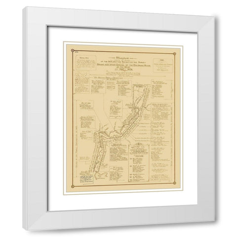 Grand Canyon, Other Canyons, Colorado River - 1908 White Modern Wood Framed Art Print with Double Matting by Stanton