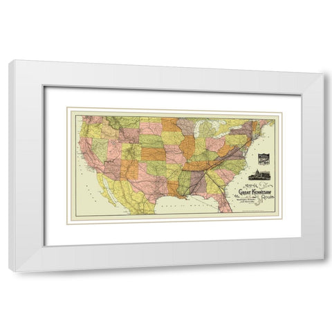 Great Kennesaw Railroad Route - Matthews 1890 White Modern Wood Framed Art Print with Double Matting by Matthews