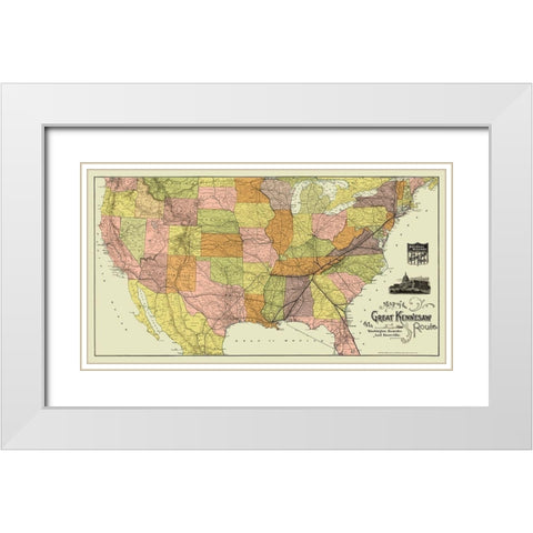 Great Kennesaw Railroad Route - Matthews 1890 White Modern Wood Framed Art Print with Double Matting by Matthews