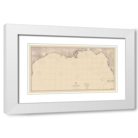 Gulf Of Mexico US Coast - USCS 1863 White Modern Wood Framed Art Print with Double Matting by USCS