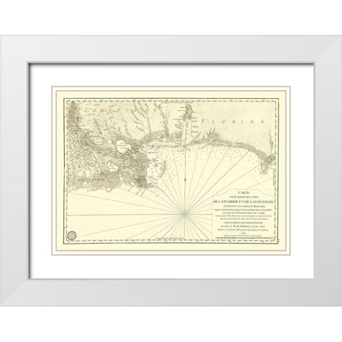 Florida Louisiana Gulf Coast - Sartine 1778 White Modern Wood Framed Art Print with Double Matting by Sartine