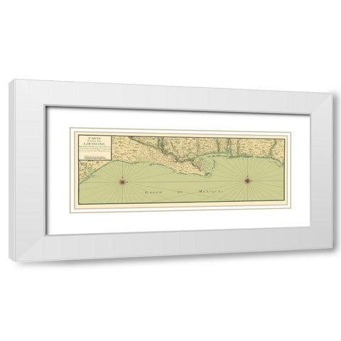 Gulf Coast Nautical Map - 1732 White Modern Wood Framed Art Print with Double Matting by Unknown