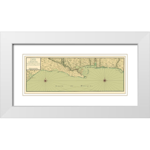 Gulf Coast Nautical Map - 1732 White Modern Wood Framed Art Print with Double Matting by Unknown