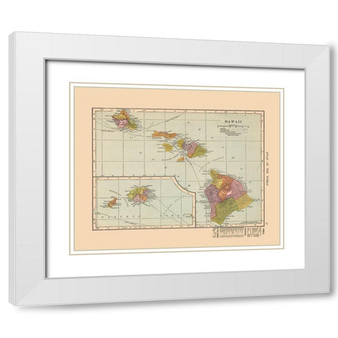Hawaii - Hammond 1910 White Modern Wood Framed Art Print with Double Matting by Hammond