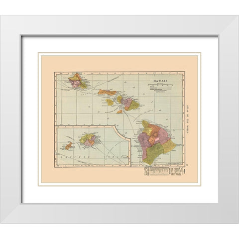 Hawaii - Hammond 1910 White Modern Wood Framed Art Print with Double Matting by Hammond