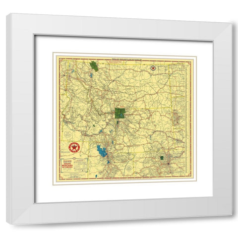 Texaco - Idaho, Montana, Wyoming - Rand McNally White Modern Wood Framed Art Print with Double Matting by Rand McNally