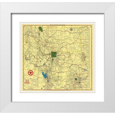 Texaco - Idaho, Montana, Wyoming - Rand McNally White Modern Wood Framed Art Print with Double Matting by Rand McNally