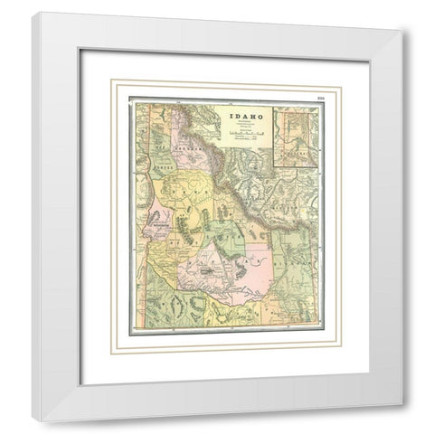 Idaho - Johnson 1888 White Modern Wood Framed Art Print with Double Matting by Johnson