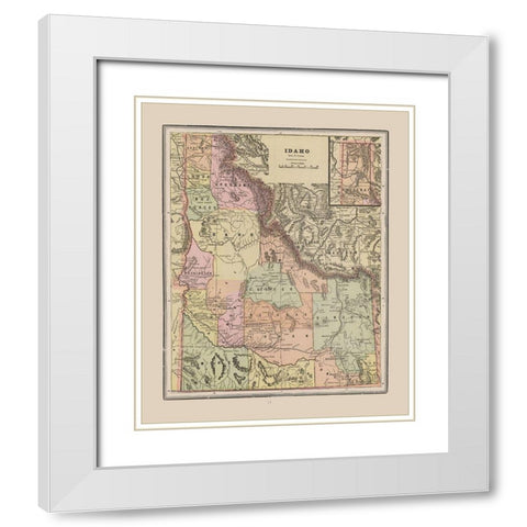 Idaho - Cram 1892 White Modern Wood Framed Art Print with Double Matting by Cram
