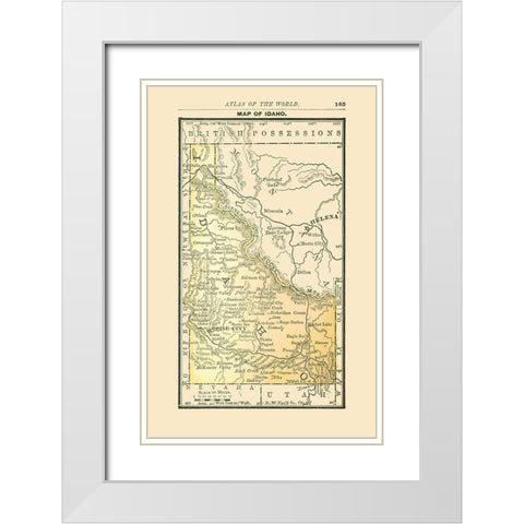 Idaho - Alden 1886 White Modern Wood Framed Art Print with Double Matting by Alden
