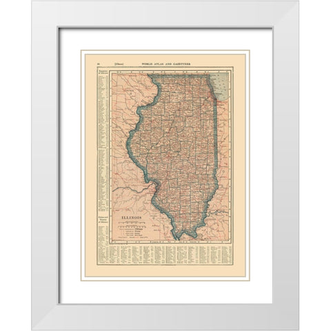 Illinois - Reynold 1921 White Modern Wood Framed Art Print with Double Matting by Reynold