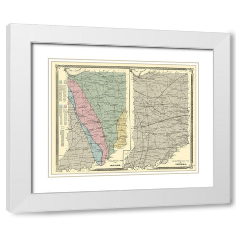 Indiana Geology and Climate - Baskin 1876 White Modern Wood Framed Art Print with Double Matting by Baskin