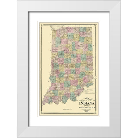 Indiana - Baskin 1876 White Modern Wood Framed Art Print with Double Matting by Baskin