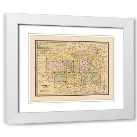 Indian Territory, Oklahoma - Cram 1888 White Modern Wood Framed Art Print with Double Matting by Cram