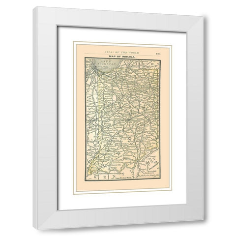 Indiana - Alden 1886 White Modern Wood Framed Art Print with Double Matting by Alden