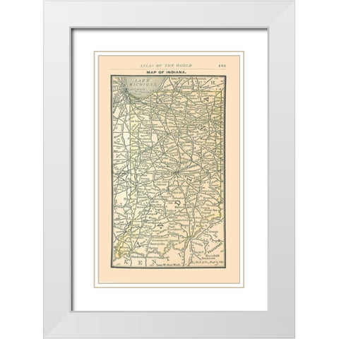 Indiana - Alden 1886 White Modern Wood Framed Art Print with Double Matting by Alden