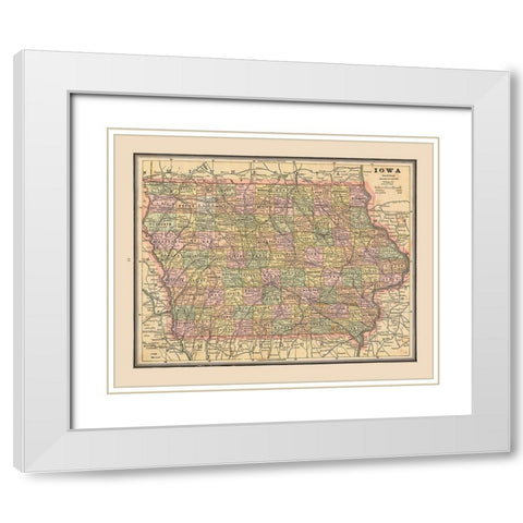 Iowa - Cram 1888 White Modern Wood Framed Art Print with Double Matting by Cram