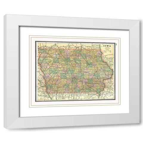 Iowa - Johnson 1888 White Modern Wood Framed Art Print with Double Matting by Johnson