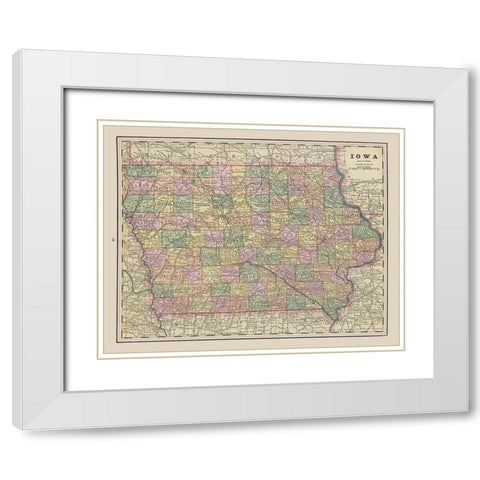 Iowa - Cram 1892 White Modern Wood Framed Art Print with Double Matting by Cram