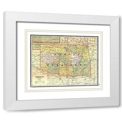 Indian Territory - Johnson 1888 White Modern Wood Framed Art Print with Double Matting by Johnson