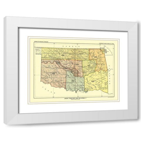 Indian Territory Oklahoma - Hoen 1896 White Modern Wood Framed Art Print with Double Matting by Hoen