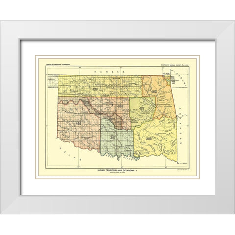 Indian Territory Oklahoma - Hoen 1896 White Modern Wood Framed Art Print with Double Matting by Hoen
