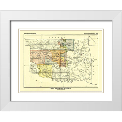 Indian Territory Oklahoma - Guthrie - Hoen 1896 White Modern Wood Framed Art Print with Double Matting by Hoen