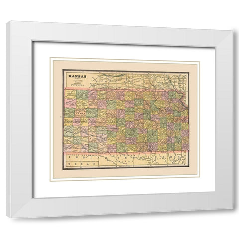 Kansas - Cram 1888 White Modern Wood Framed Art Print with Double Matting by Cram