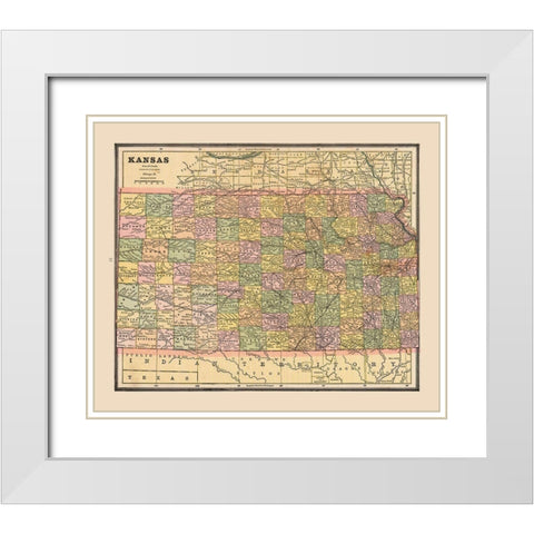 Kansas - Cram 1888 White Modern Wood Framed Art Print with Double Matting by Cram