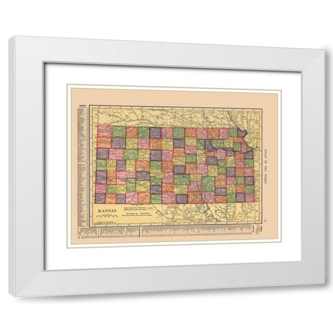 Kansas - Hammond 1910 White Modern Wood Framed Art Print with Double Matting by Hammond