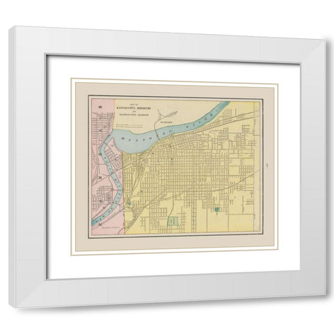 Kansas City Missouri - Cram 1892 White Modern Wood Framed Art Print with Double Matting by Cram