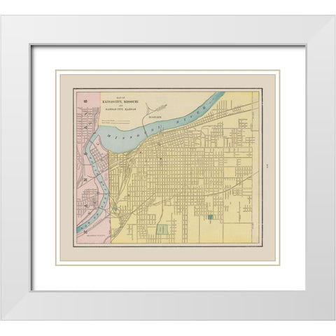 Kansas City Missouri - Cram 1892 White Modern Wood Framed Art Print with Double Matting by Cram