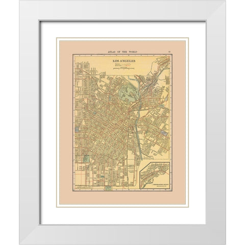Los Angeles California - Hammond 1910 White Modern Wood Framed Art Print with Double Matting by Hammond