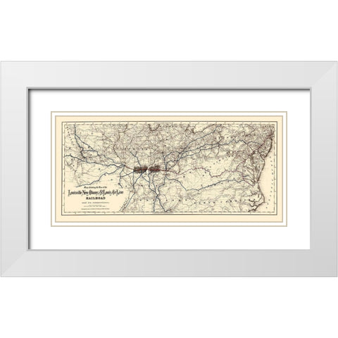 Louisville, New Albany and St Louis Air Line 1872 White Modern Wood Framed Art Print with Double Matting by Colton