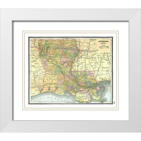 Louisiana - Johnson 1888 White Modern Wood Framed Art Print with Double Matting by Johnson