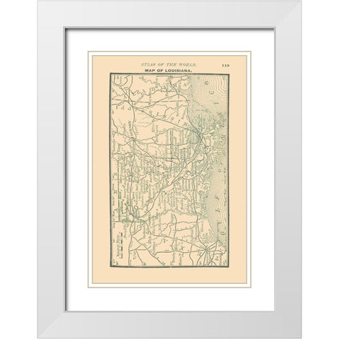 Louisiana - Alden 1886 White Modern Wood Framed Art Print with Double Matting by Alden