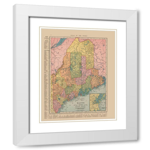 Maine - Hammond 1910 White Modern Wood Framed Art Print with Double Matting by Hammond
