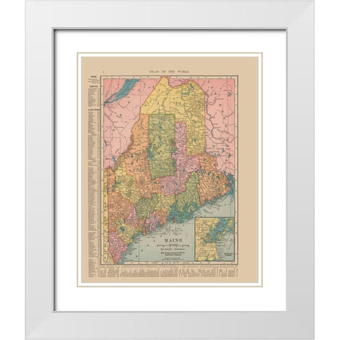 Maine - Hammond 1910 White Modern Wood Framed Art Print with Double Matting by Hammond