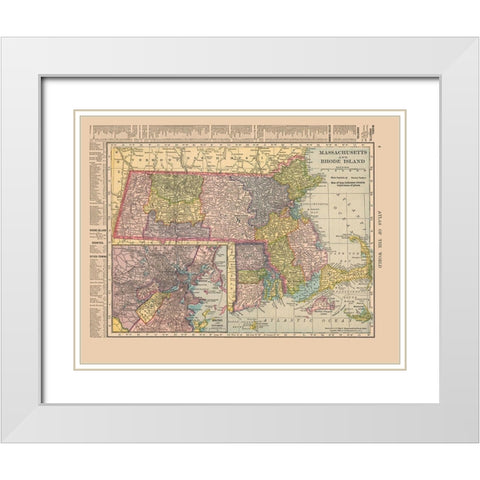 Massachusetts - Hammond 1910 White Modern Wood Framed Art Print with Double Matting by Hammond